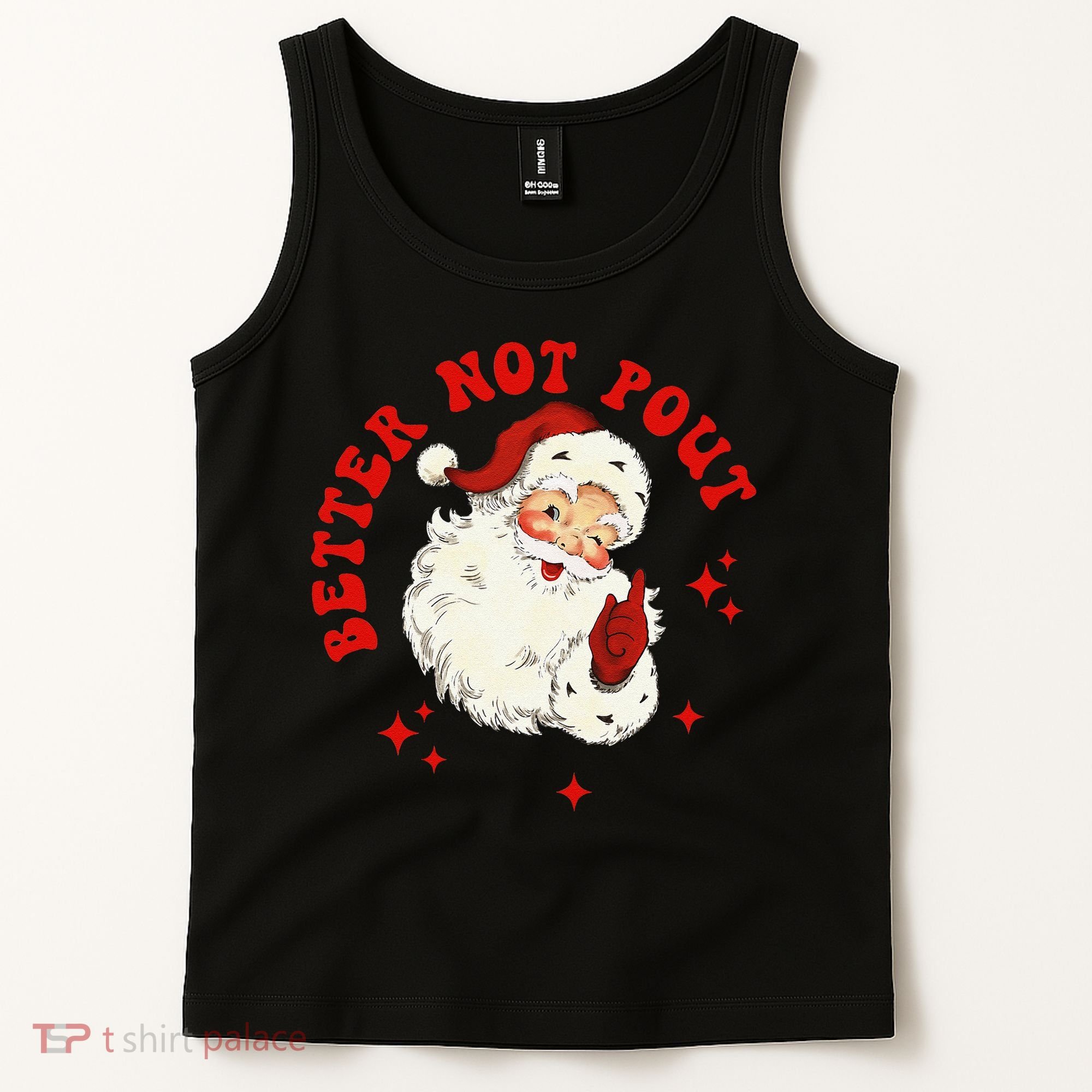 Better Not Pout Cute Santas Face Funny Christmas Saying Tank Top