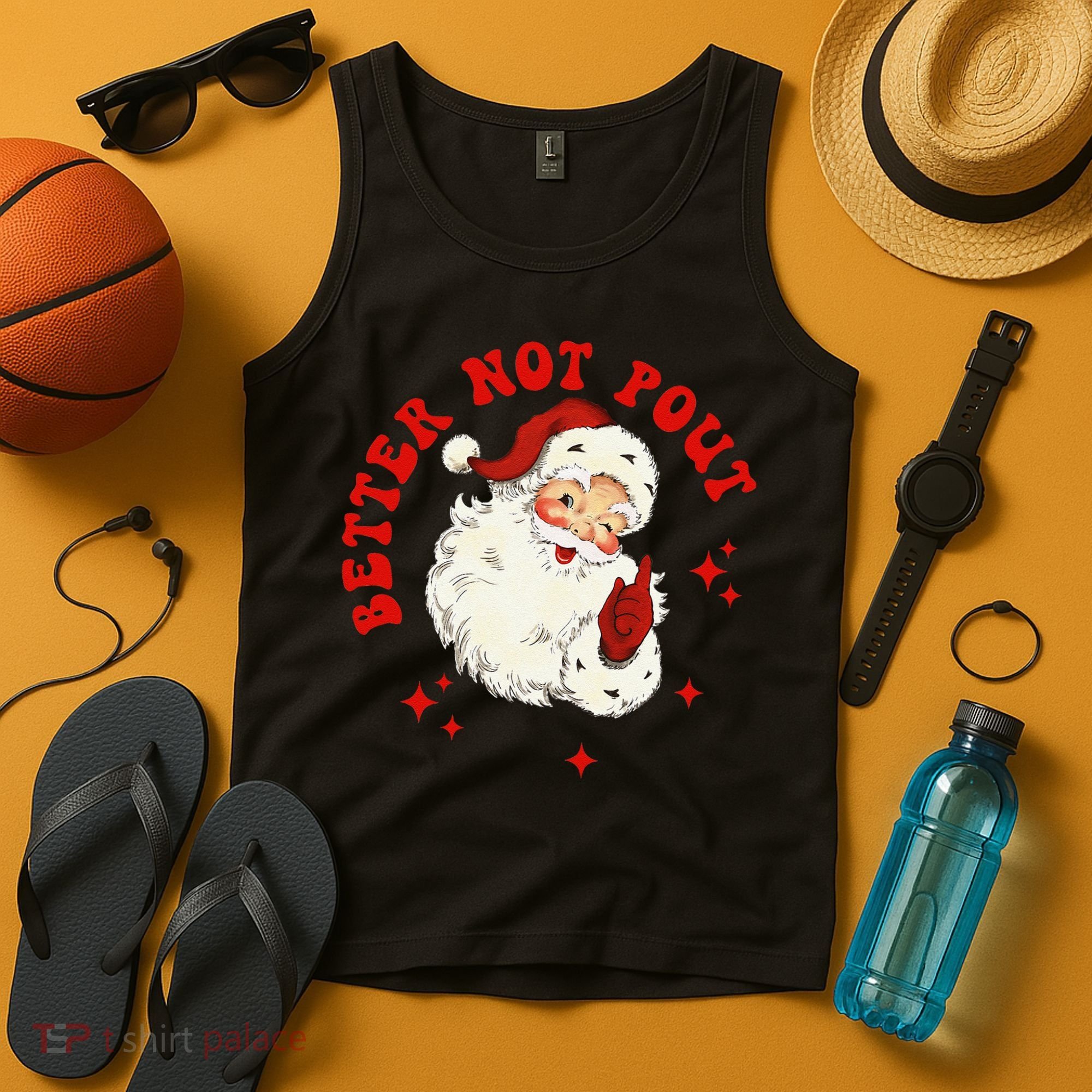 Better Not Pout Cute Santas Face Funny Christmas Saying Tank Top