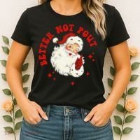 Better Not Pout Cute Santas Face Funny Christmas Saying Women's T-Shirt thumb 2