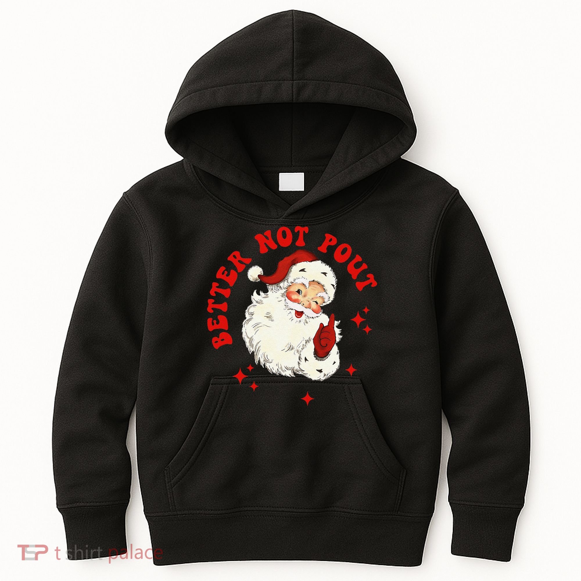 Better Not Pout Cute Santas Face Funny Christmas Saying Kids Hoodie