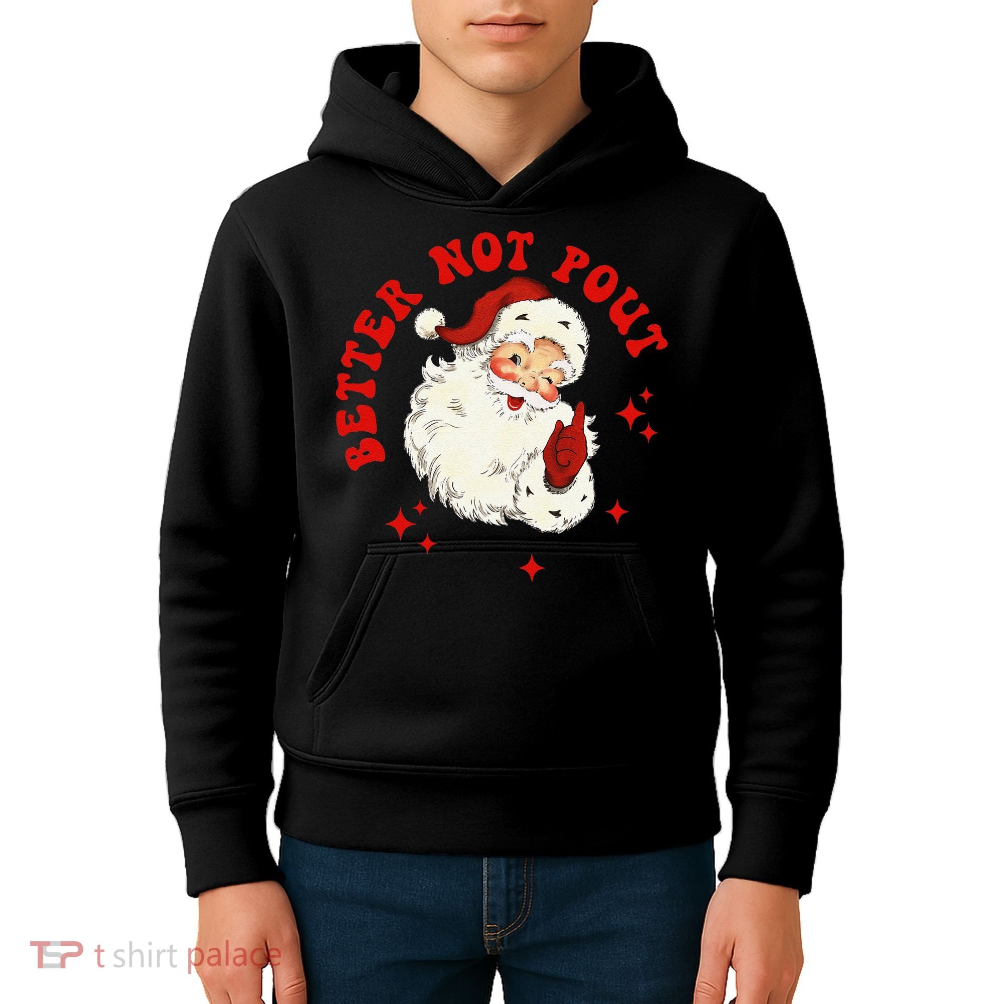 Better Not Pout Cute Santas Face Funny Christmas Saying Kids Hoodie