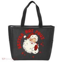 Better Not Pout Cute Santas Face Funny Christmas Saying Tote Bag thumb 0