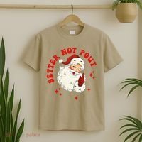 Better Not Pout Cute Santas Face Funny Christmas Saying T-Shirt thumb 2