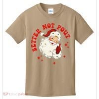 Better Not Pout Cute Santas Face Funny Christmas Saying Kids T-Shirt thumb 0