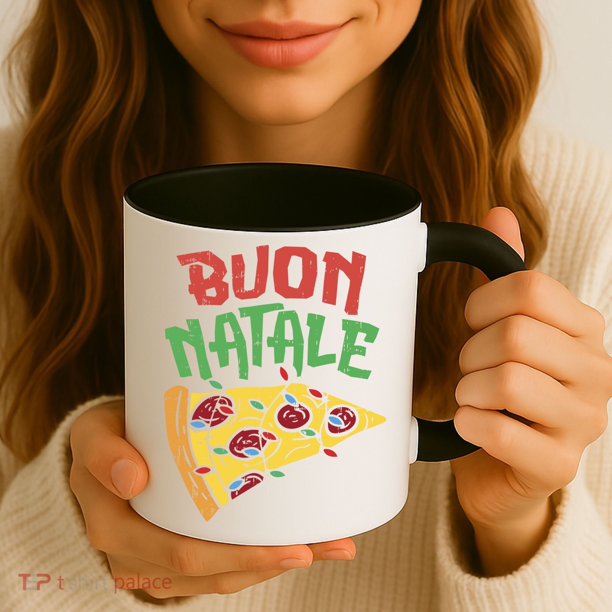 Buon Natale Pizza Funny Italian Christmas Lights Gift Cute Gift Coffee Mug