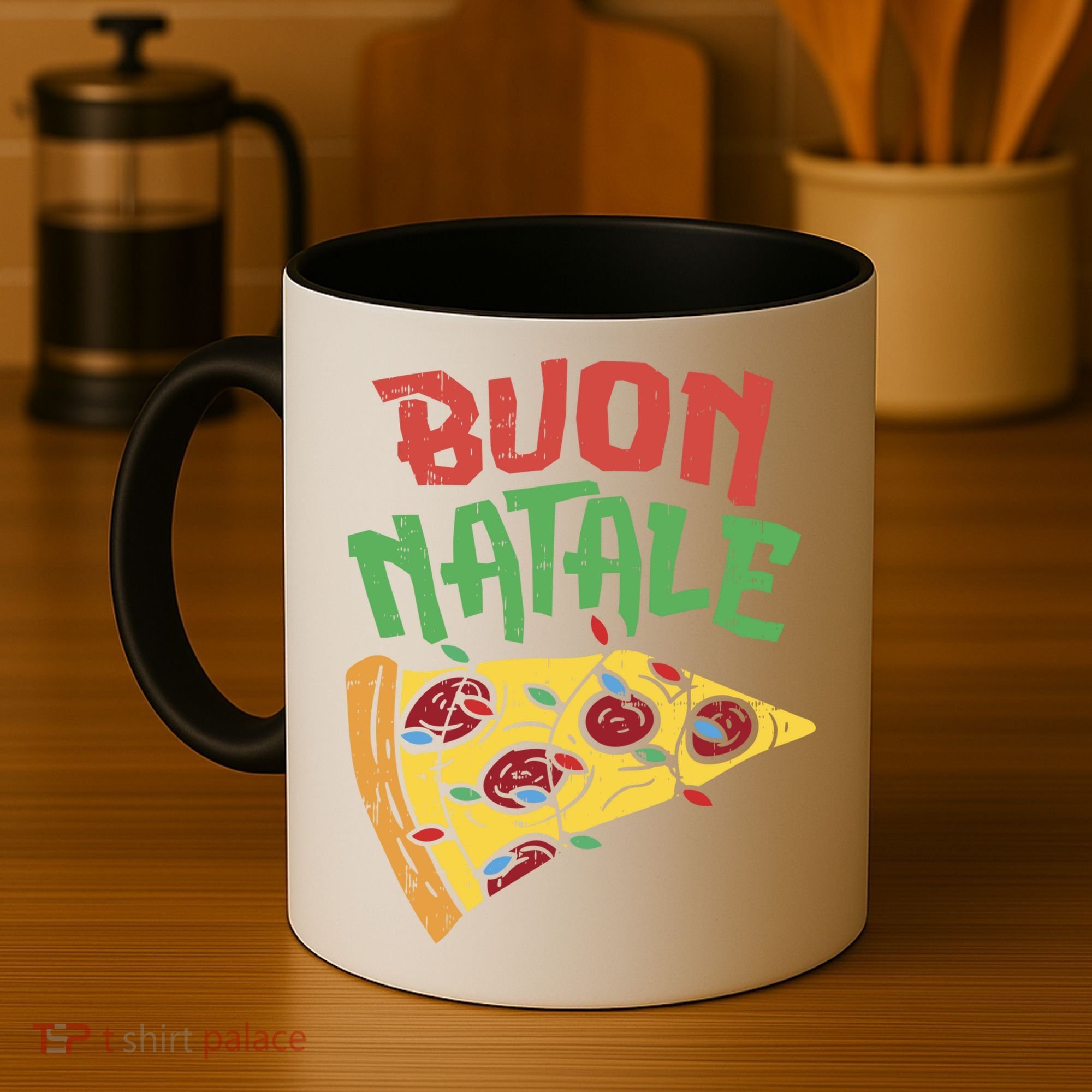 Buon Natale Pizza Funny Italian Christmas Lights Gift Cute Gift Coffee Mug