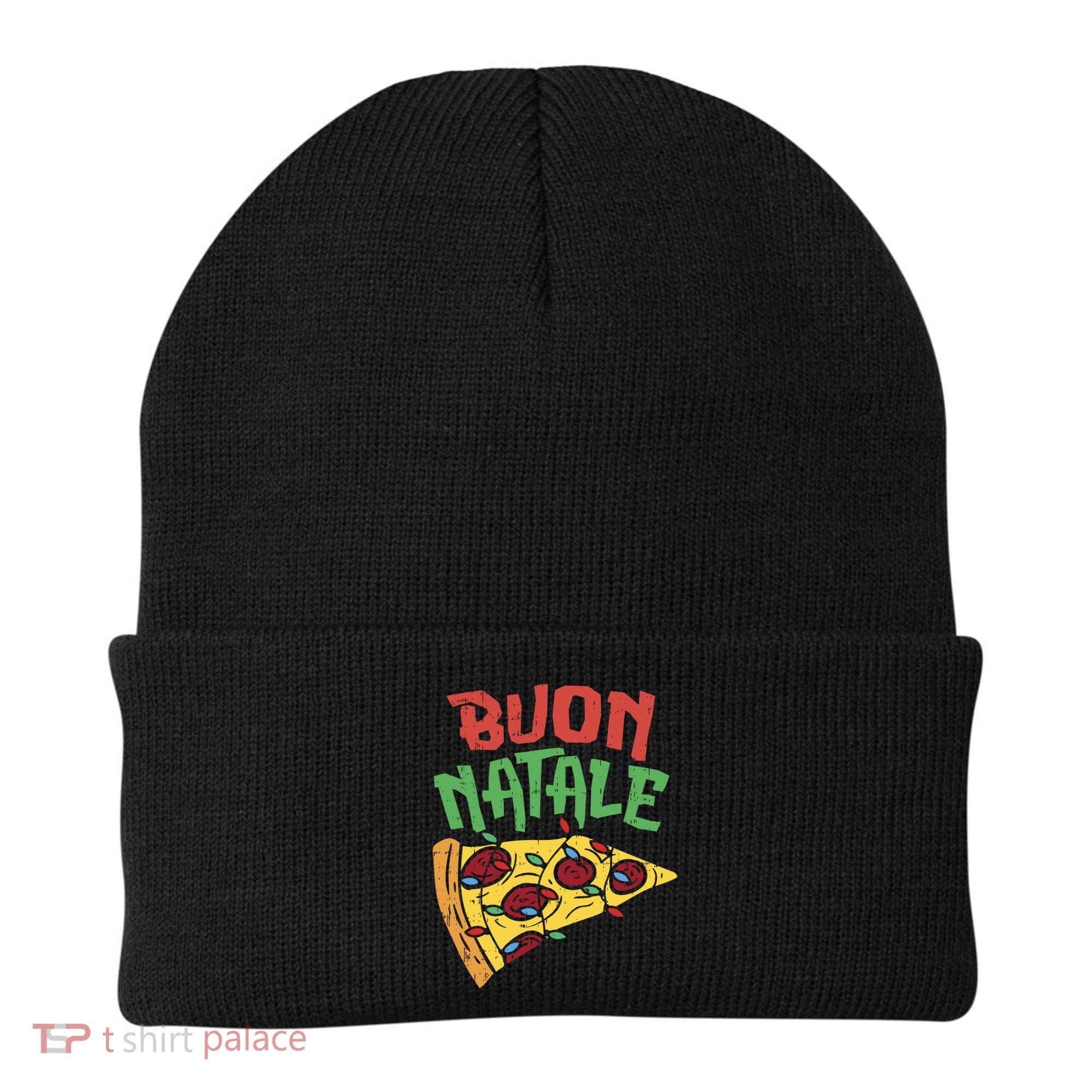 Buon Natale Pizza Funny Italian Christmas Lights Gift Cute Gift Beanie