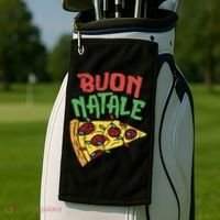 Buon Natale Pizza Funny Italian Christmas Lights Gift Cute Gift Golf Towel thumb 2