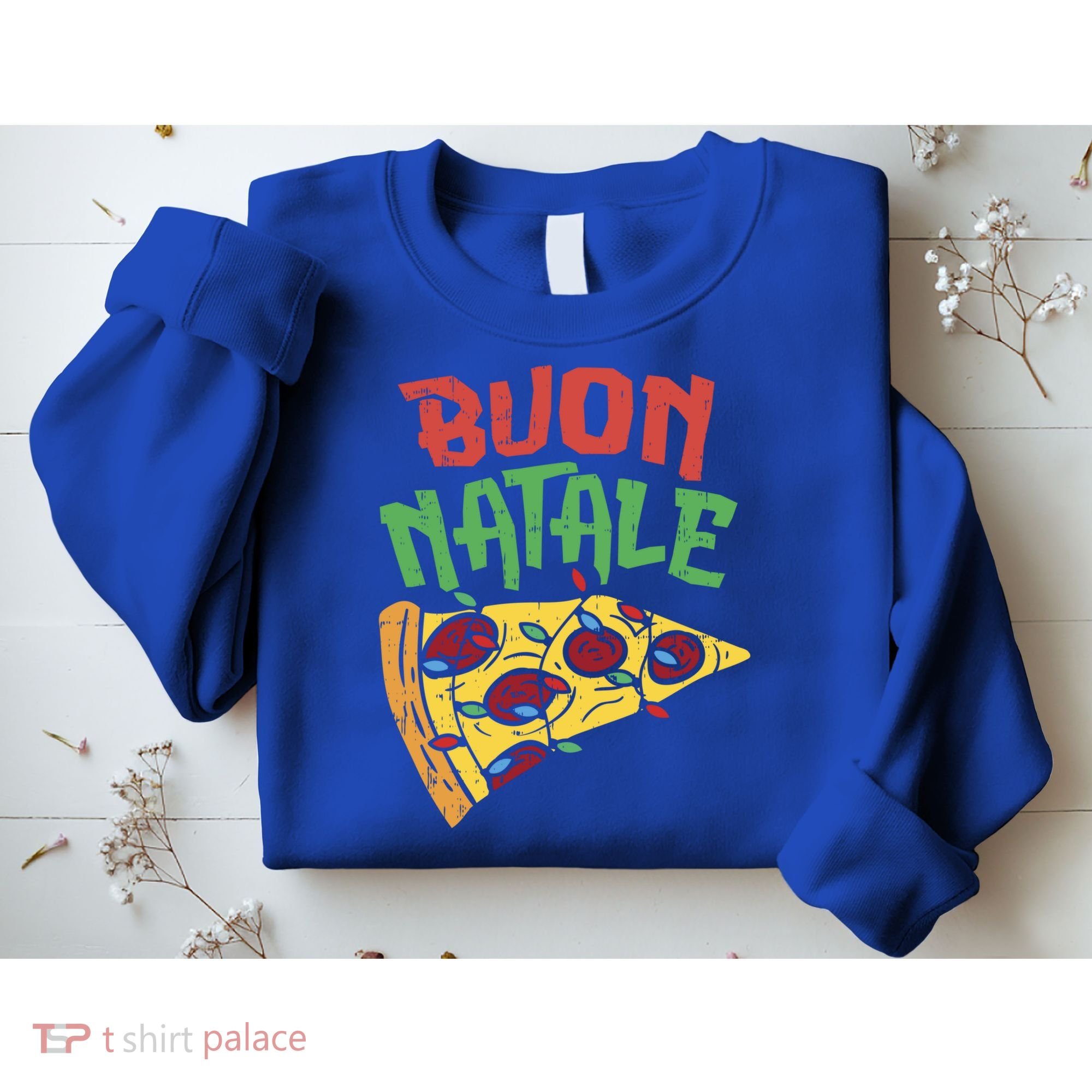 Buon Natale Pizza Funny Italian Christmas Lights Gift Cute Gift Sweatshirt