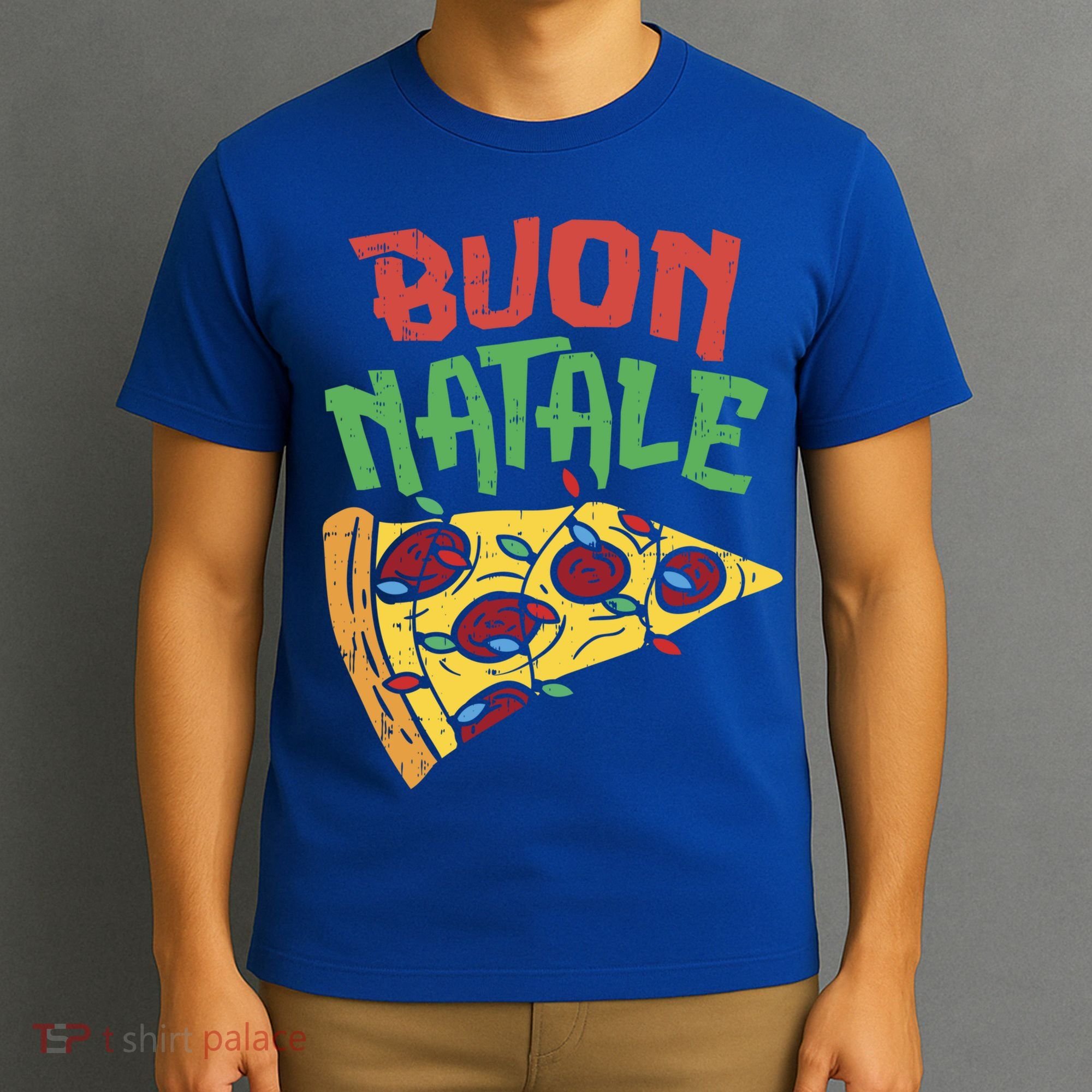 Buon Natale Pizza Funny Italian Christmas Lights Gift Cute Gift T-Shirt