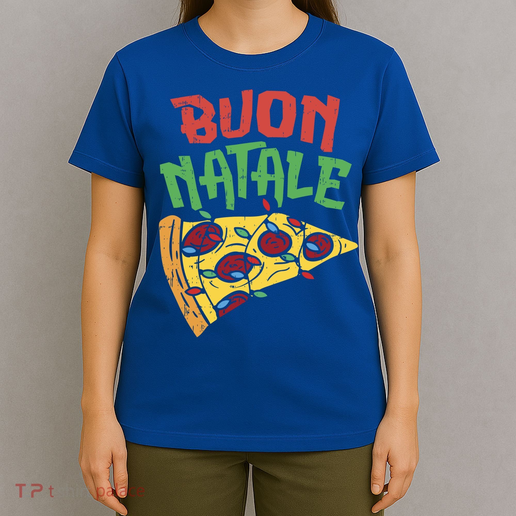 Buon Natale Pizza Funny Italian Christmas Lights Gift Cute Gift T-Shirt
