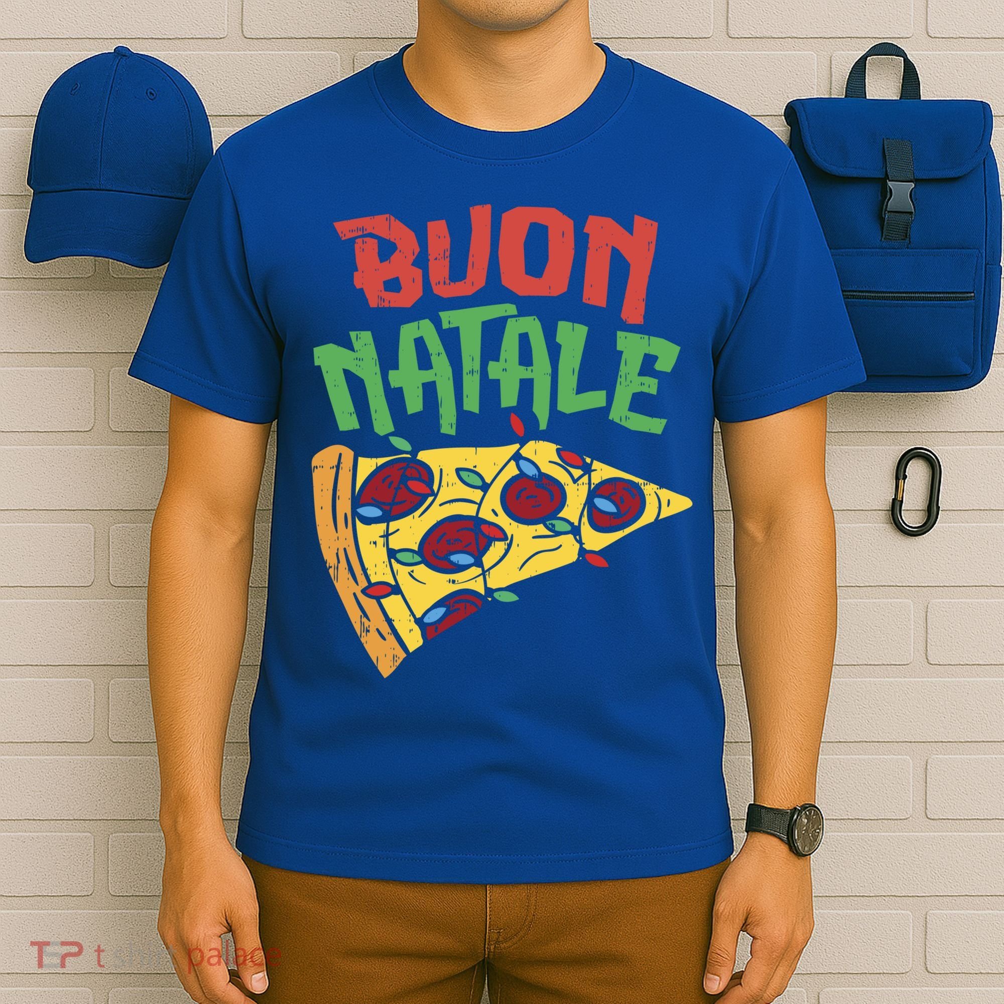 Buon Natale Pizza Funny Italian Christmas Lights Gift Cute Gift T-Shirt