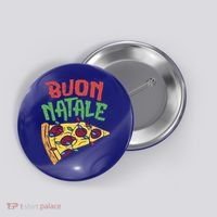 Buon Natale Pizza Funny Italian Christmas Lights Gift Cute Gift Button thumb 0