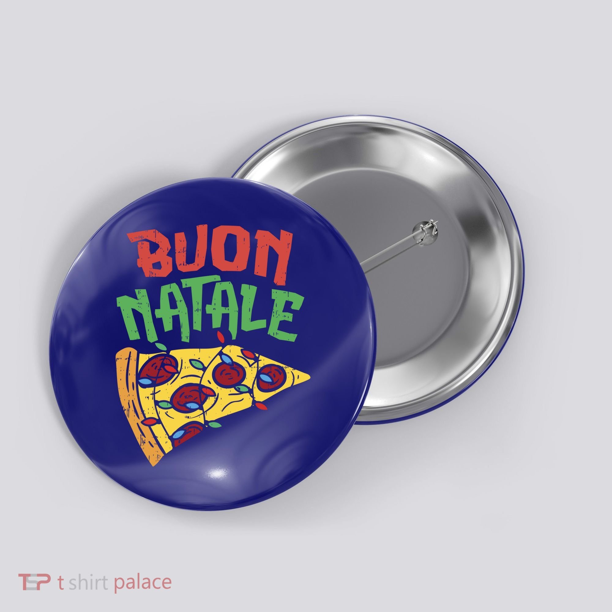 Buon Natale Pizza Funny Italian Christmas Lights Gift Cute Gift Button