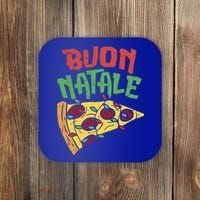 Buon Natale Pizza Funny Italian Christmas Lights Gift Cute Gift Coaster thumb 0