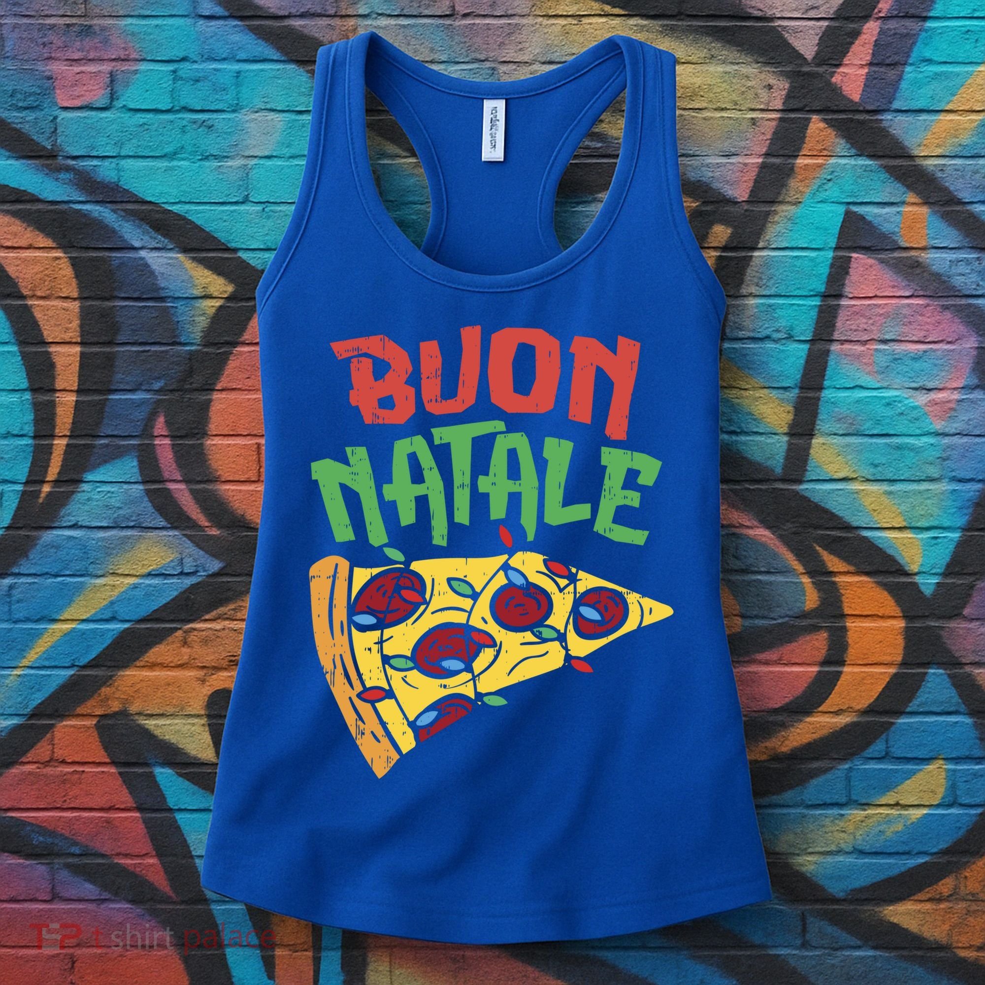 Buon Natale Pizza Funny Italian Christmas Lights Gift Cute Gift Women's Tank Top