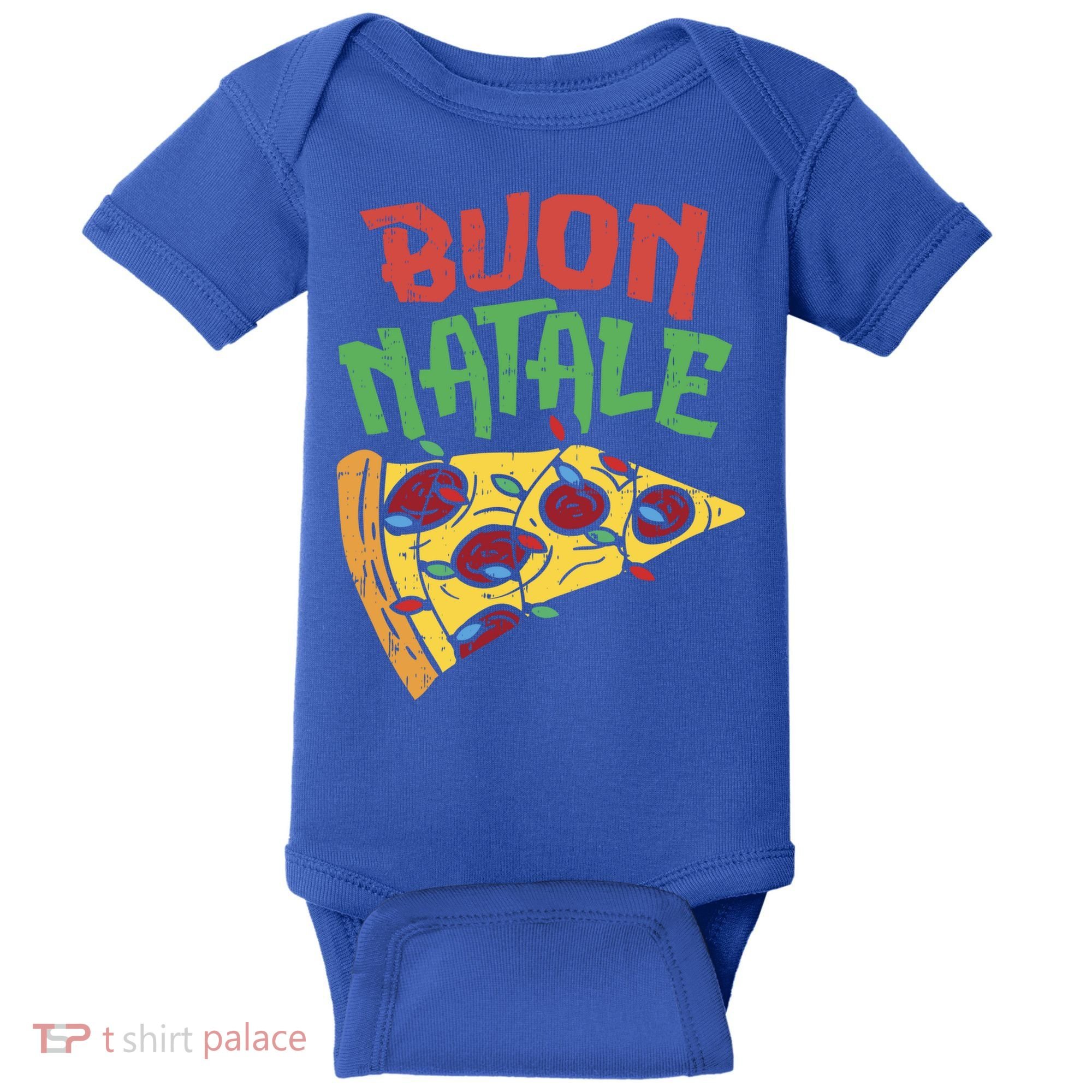 Buon Natale Pizza Funny Italian Christmas Lights Gift Cute Gift Baby Bodysuit