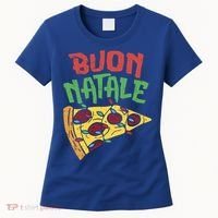 Buon Natale Pizza Funny Italian Christmas Lights Gift Cute Gift Women's T-Shirt thumb 0