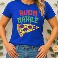 Buon Natale Pizza Funny Italian Christmas Lights Gift Cute Gift Women's T-Shirt thumb 2