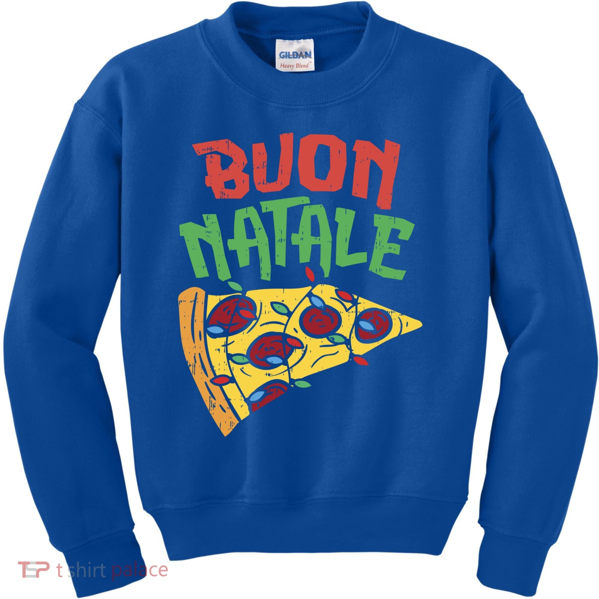 Buon Natale Pizza Funny Italian Christmas Lights Gift Cute Gift Kids Sweatshirt