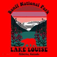 Banff National Park Lake Louise Retro Floral Mountain Santa Hat thumb 1