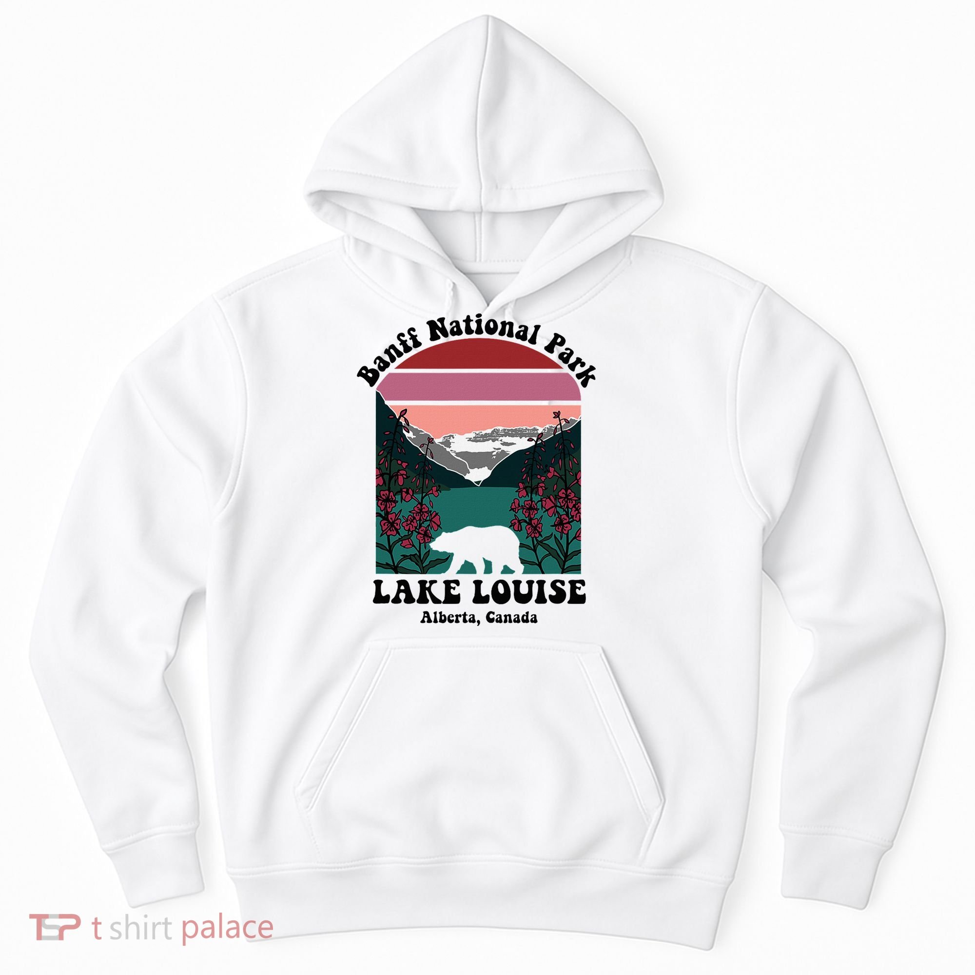 Banff National Park Lake Louise Retro Floral Mountain Hoodie