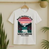 Banff National Park Lake Louise Retro Floral Mountain T-Shirt thumb 2