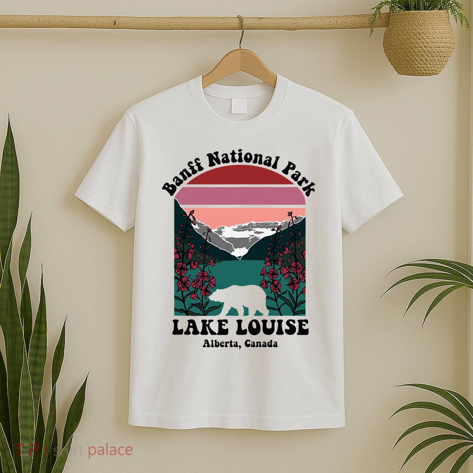 Banff National Park Lake Louise Retro Floral Mountain T-Shirt