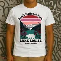 Banff National Park Lake Louise Retro Floral Mountain T-Shirt thumb 3