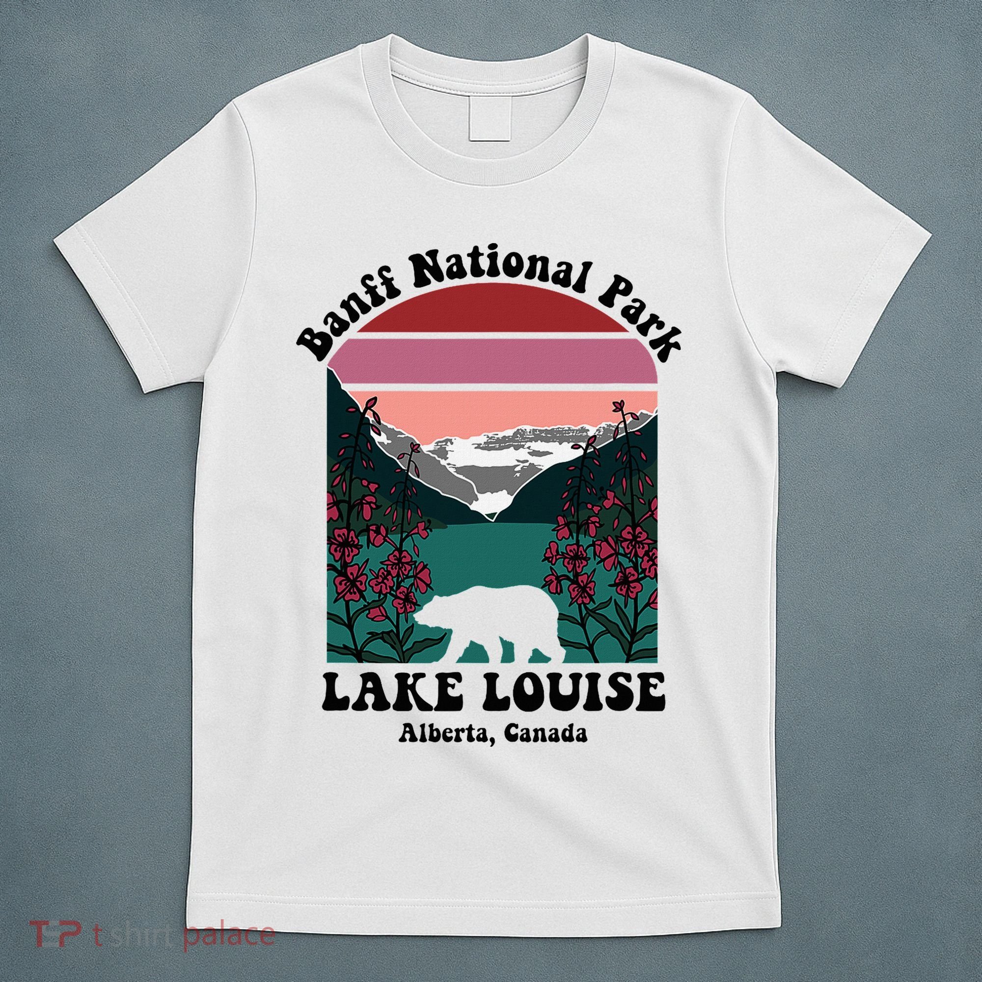 Banff National Park Lake Louise Retro Floral Mountain T-Shirt