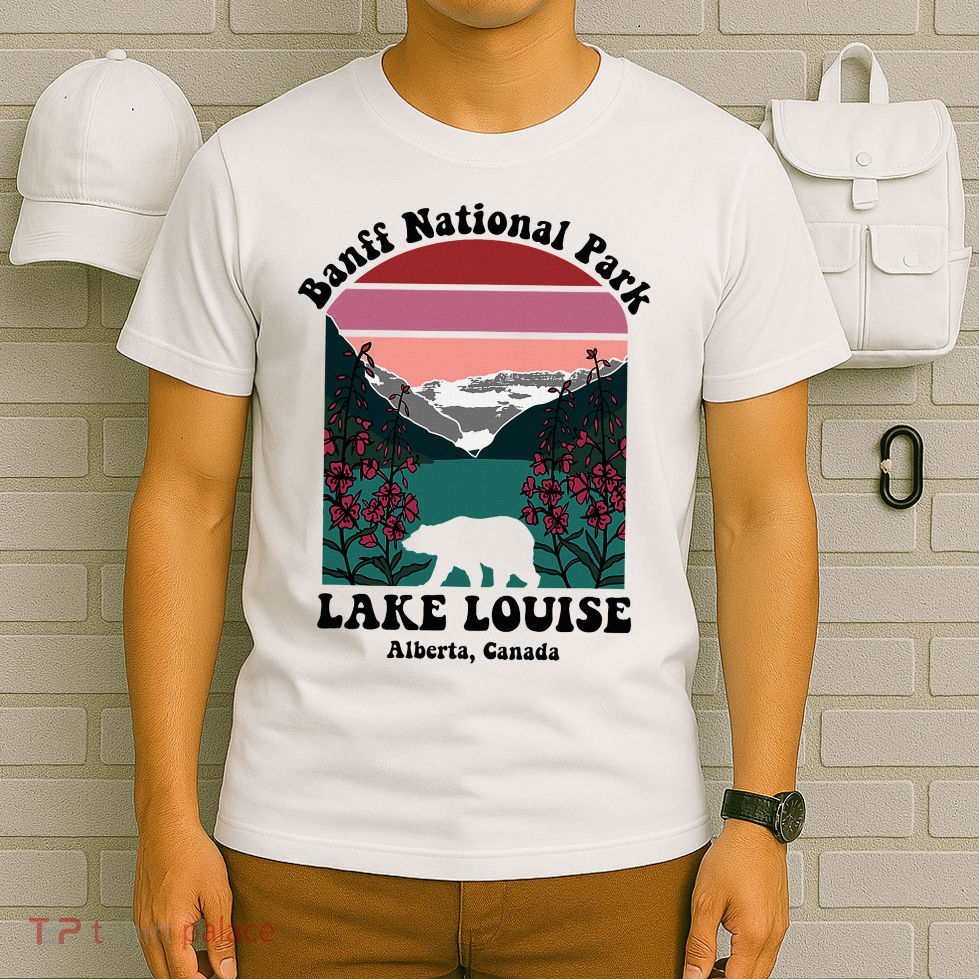 Banff National Park Lake Louise Retro Floral Mountain T-Shirt
