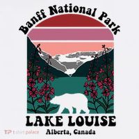 Banff National Park Lake Louise Retro Floral Mountain T-Shirt thumb 7