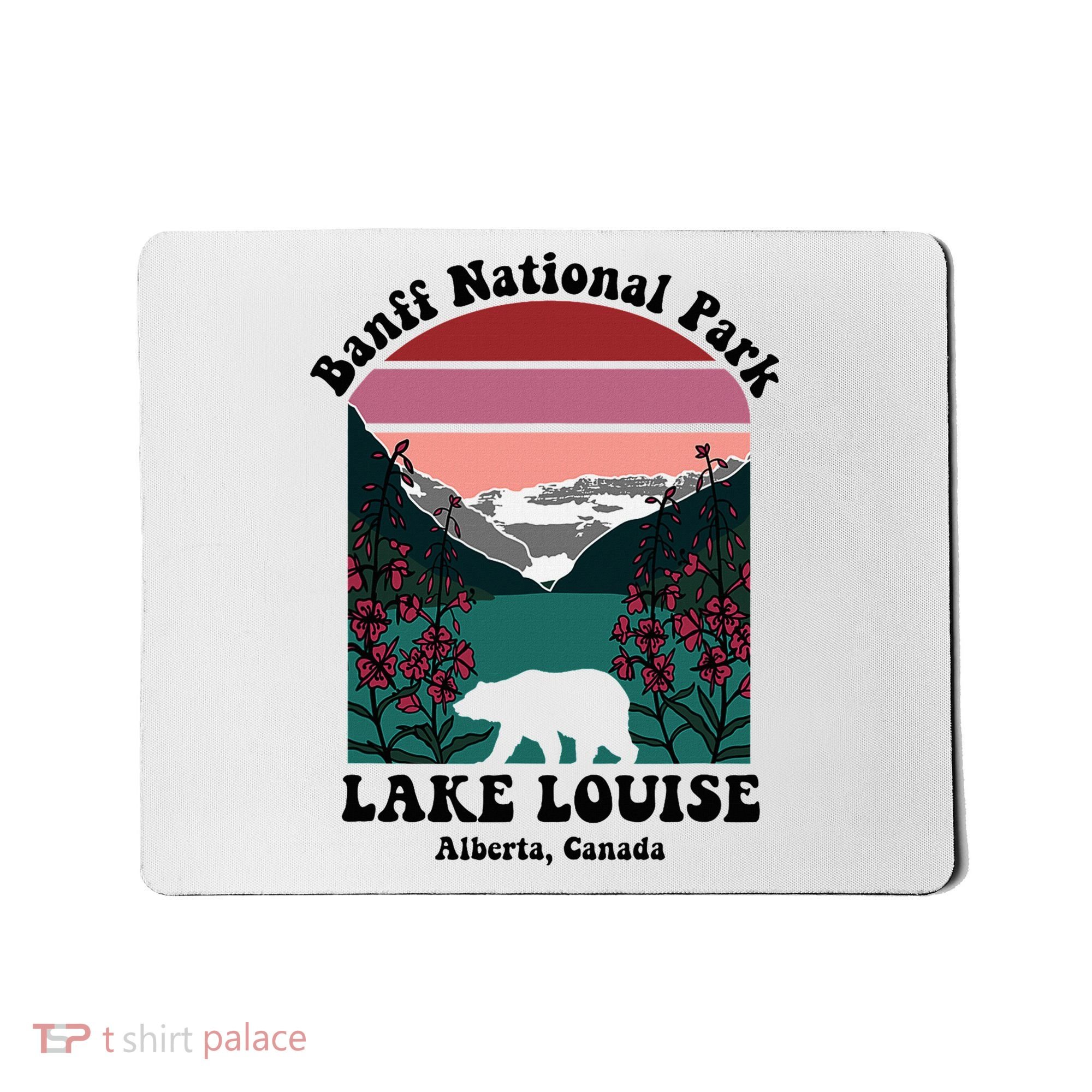 Banff National Park Lake Louise Retro Floral Mountain Mousepad