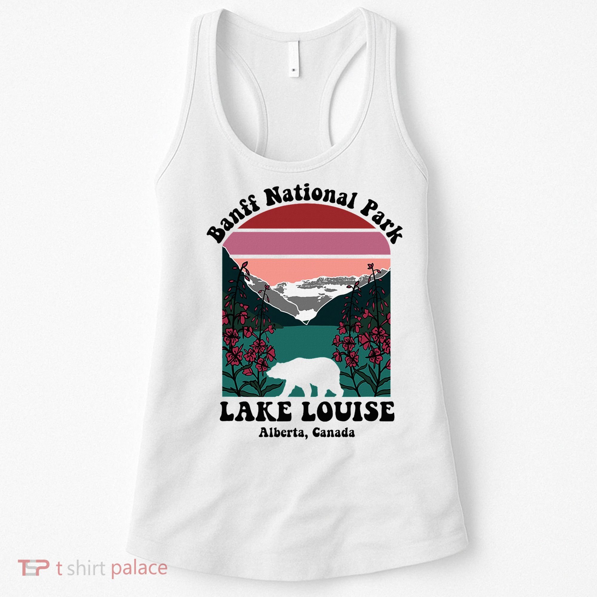 Banff National Park Lake Louise Retro Floral Mountain Women's Tank Top
