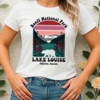 Banff National Park Lake Louise Retro Floral Mountain Women's T-Shirt thumb 2