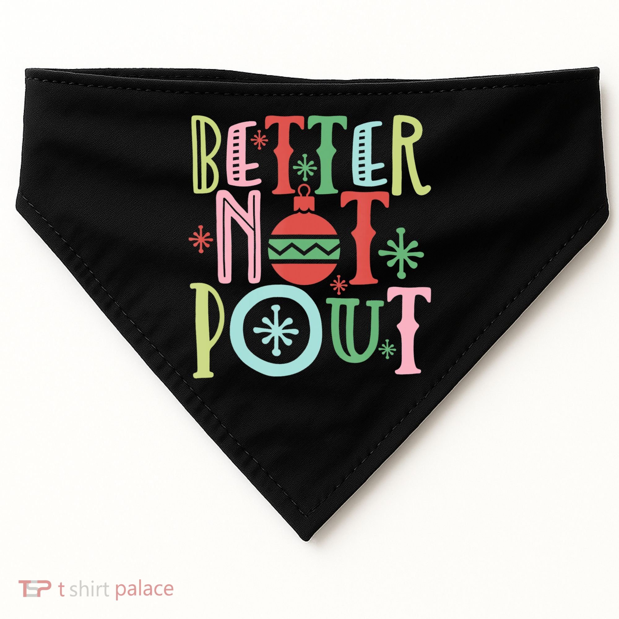 Better Not Pout Christmas Pun Distressed USA-Made Doggie Bandana