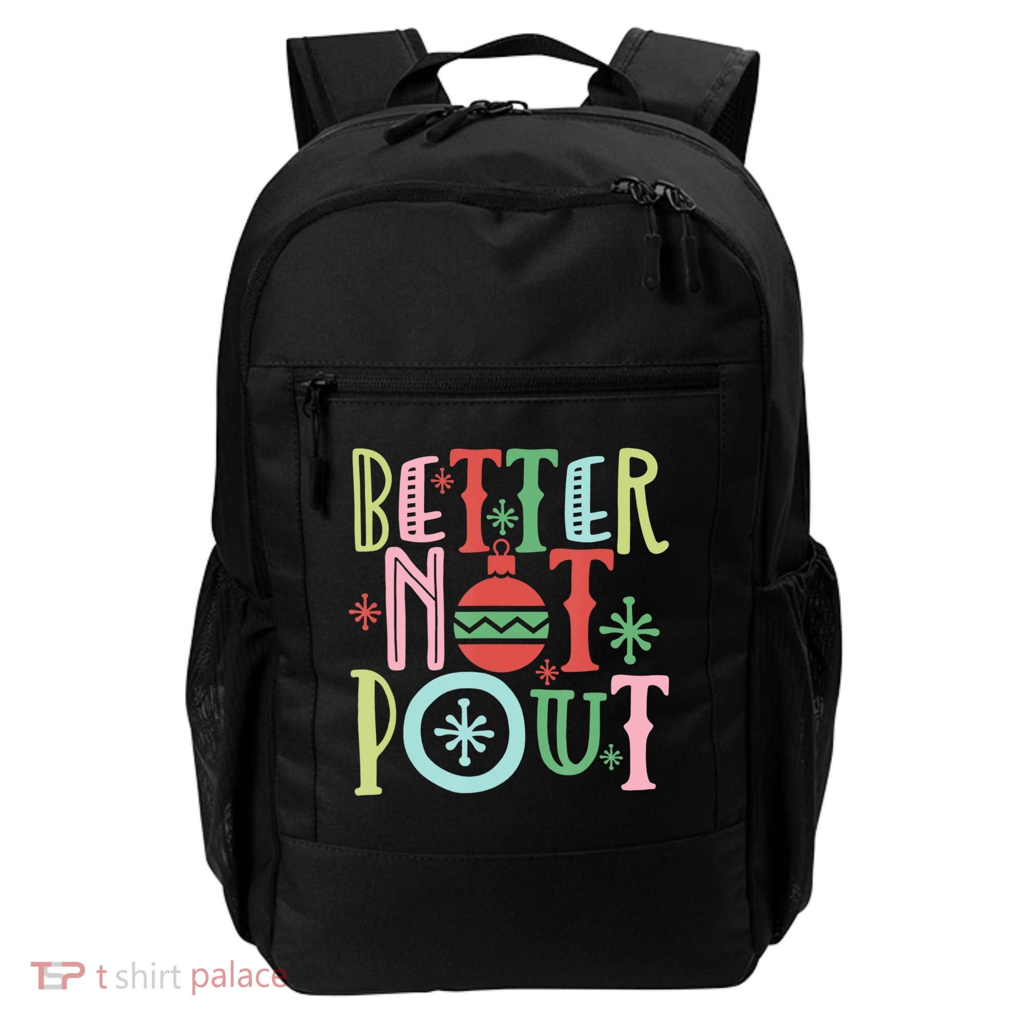 Better Not Pout Christmas Pun Distressed Backpack