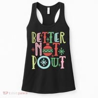 Better Not Pout Christmas Pun Distressed Women's Tank Top thumb 0