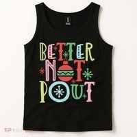 Better Not Pout Christmas Pun Distressed Tank Top thumb 2