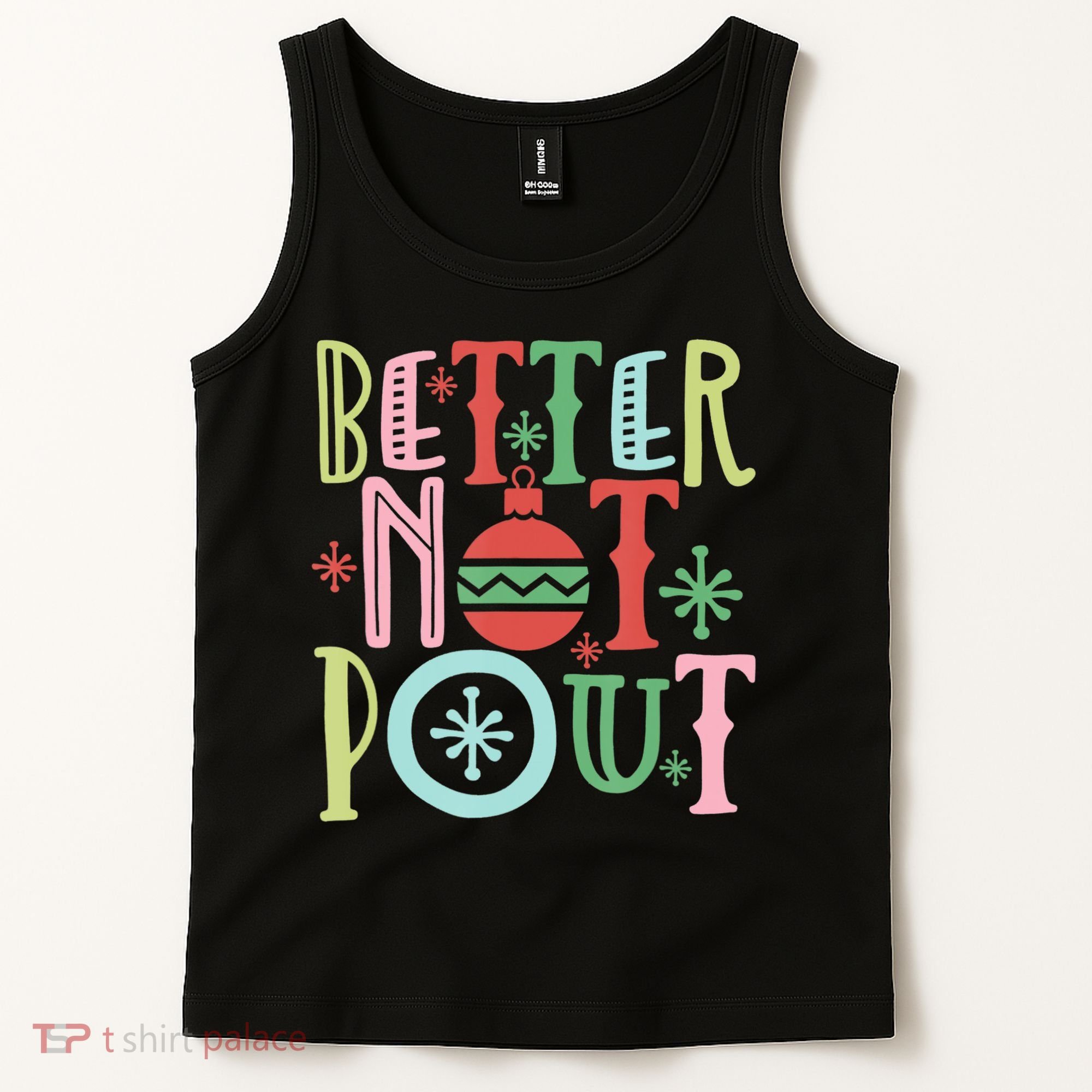 Better Not Pout Christmas Pun Distressed Tank Top