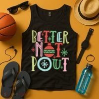 Better Not Pout Christmas Pun Distressed Tank Top thumb 4