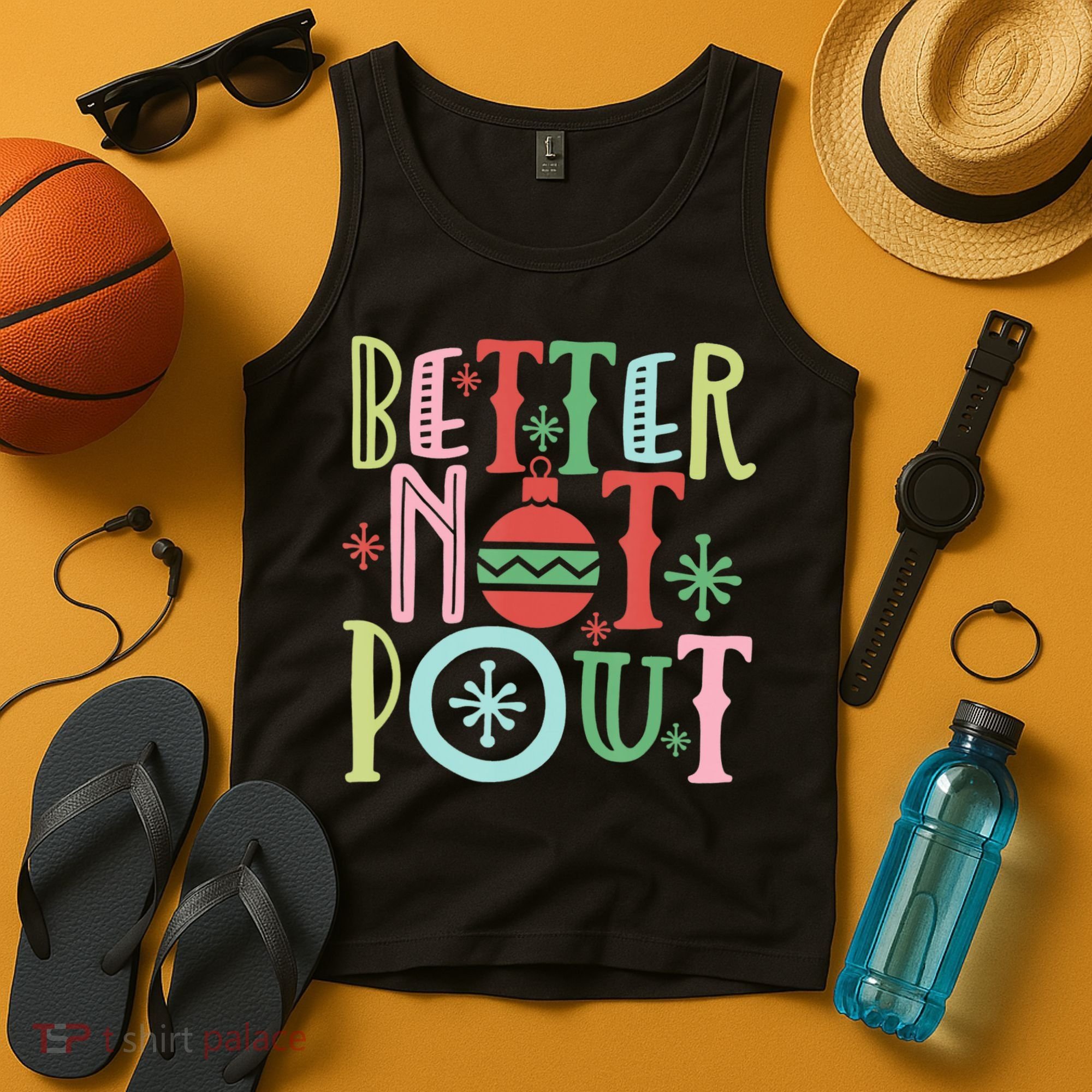 Better Not Pout Christmas Pun Distressed Tank Top