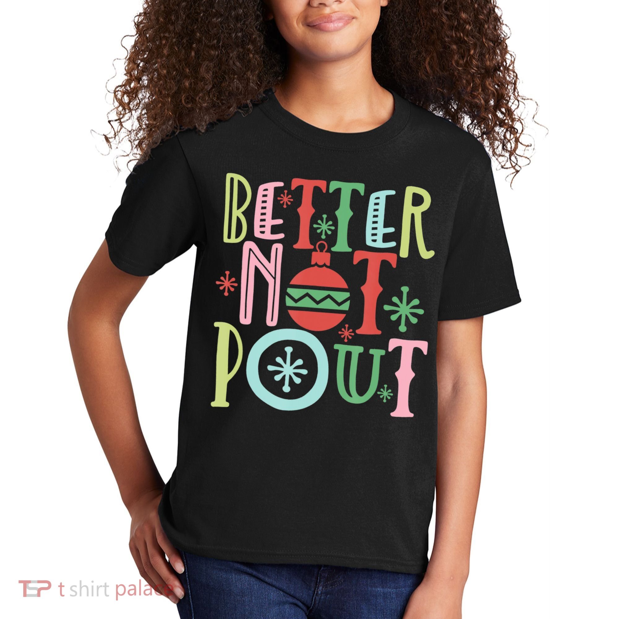 Better Not Pout Christmas Pun Distressed Kids T-Shirt