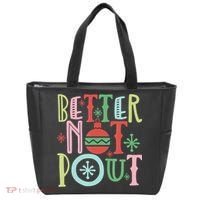 Better Not Pout Christmas Pun Distressed Tote Bag thumb 0