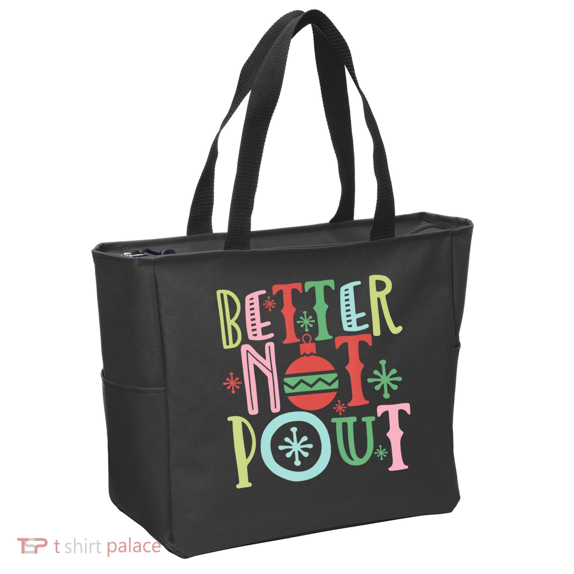 Better Not Pout Christmas Pun Distressed Tote Bag