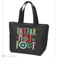 Better Not Pout Christmas Pun Distressed Tote Bag thumb 3
