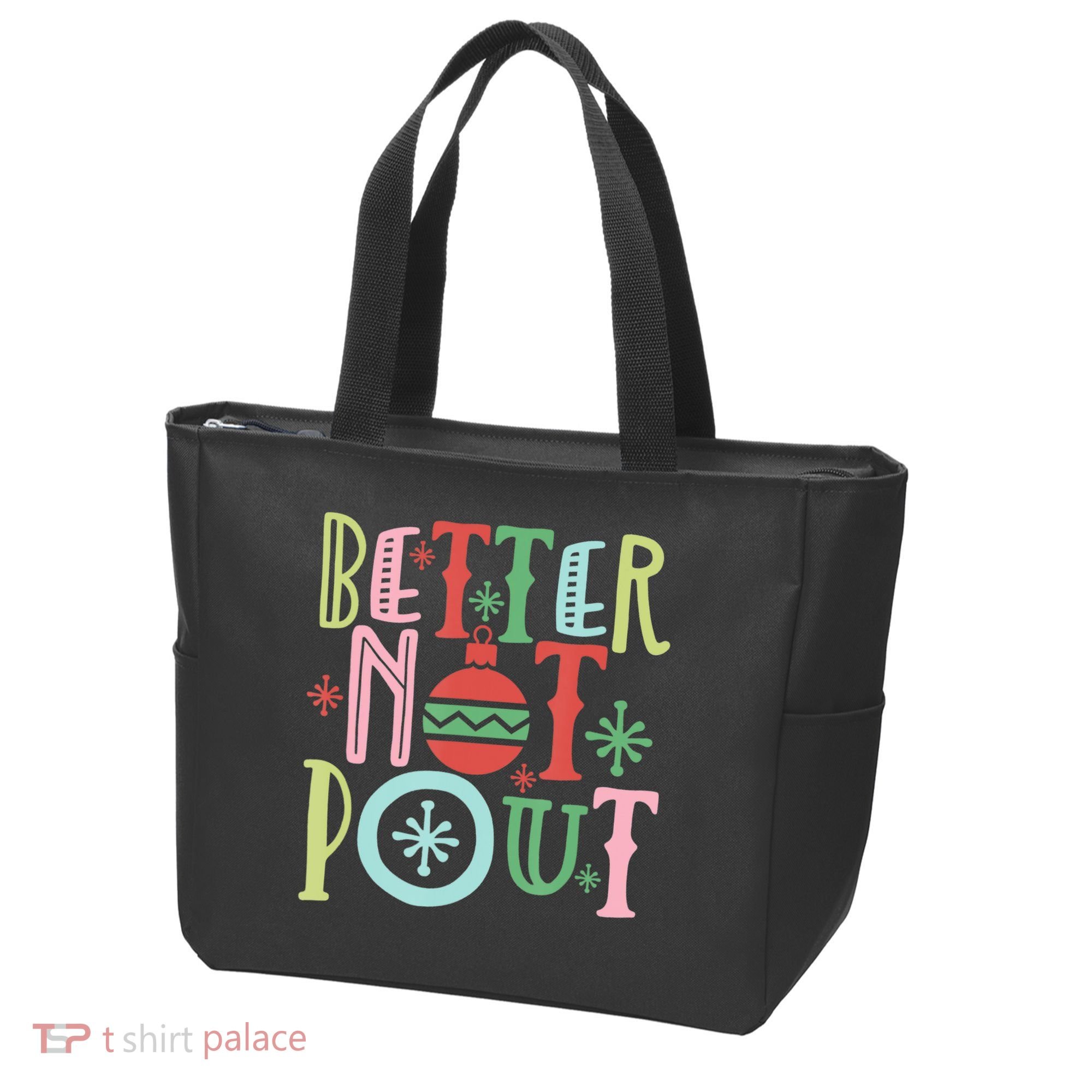 Better Not Pout Christmas Pun Distressed Tote Bag