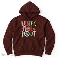 Better Not Pout Christmas Pun Distressed Hoodie thumb 0