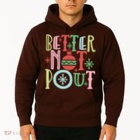 Better Not Pout Christmas Pun Distressed Hoodie thumb 2