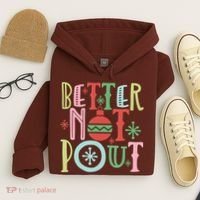Better Not Pout Christmas Pun Distressed Hoodie thumb 4